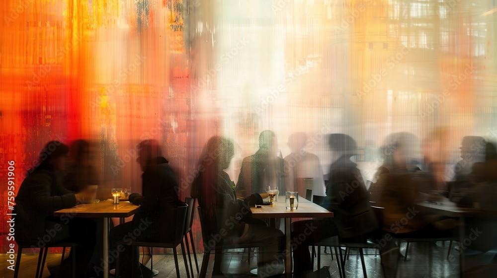 Blurred soft of people meeting at table