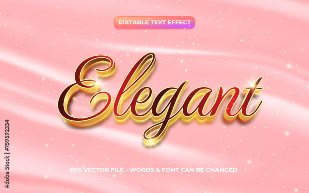 Elegant red gold 3d editable text effect