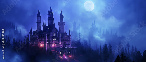 Castle in the night. Fantasy background