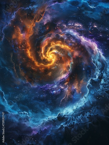 Vivid Galaxy Swirl in Deep Space