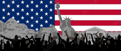 crowd american. Used for decoration, advertising design, websites or publications, banners, posters and brochures.