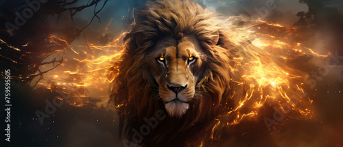 Fantasy digital art of a lion ..