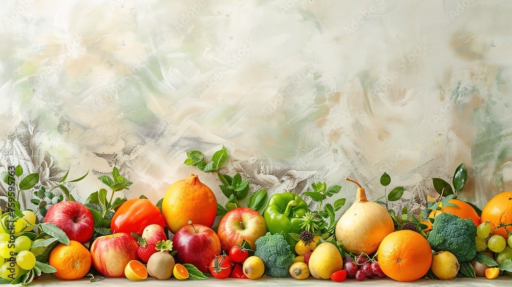 Fresh vegetables and fruits background Fresh vegetables and fruits background
