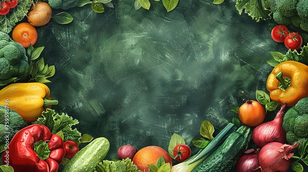 Fresh vegetables and fruits background Fresh vegetables and fruits background