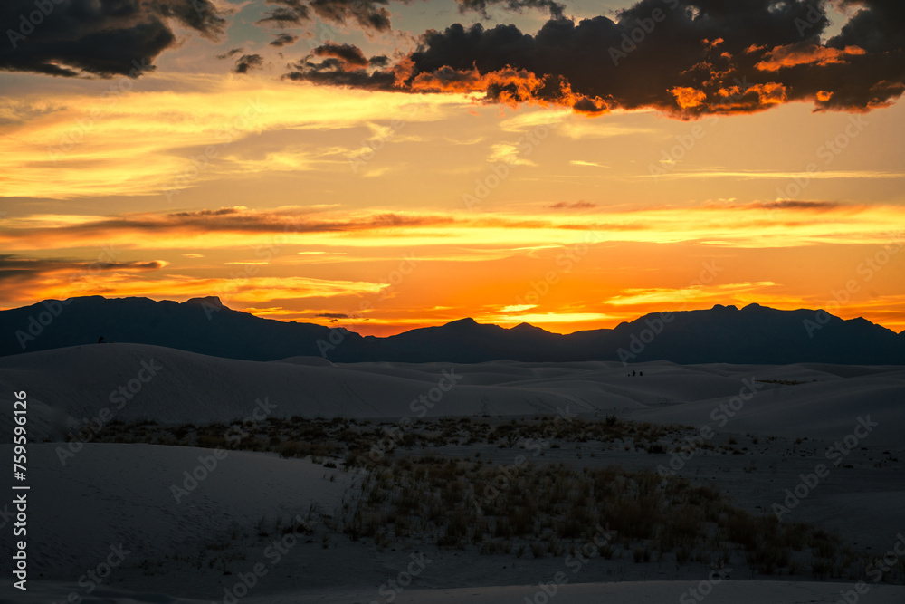 Sunset at White Sands National Park, New Mexico.