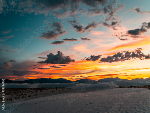 Sunset at White Sands National Park, New Mexico.