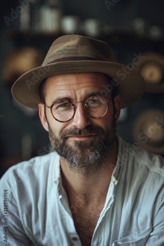 Handsome smiling, happy and pleased stoic man with positive vibes. Portrait of a joyful young man with beautiful hair and fashionable clothes.