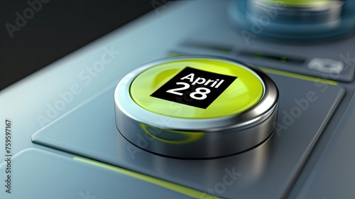 digital illustration of a calendar web button emphasizing the importance of April 28th as World Day for Safety and Health at Work, encouraging safety initiatives and health campaigns online photo