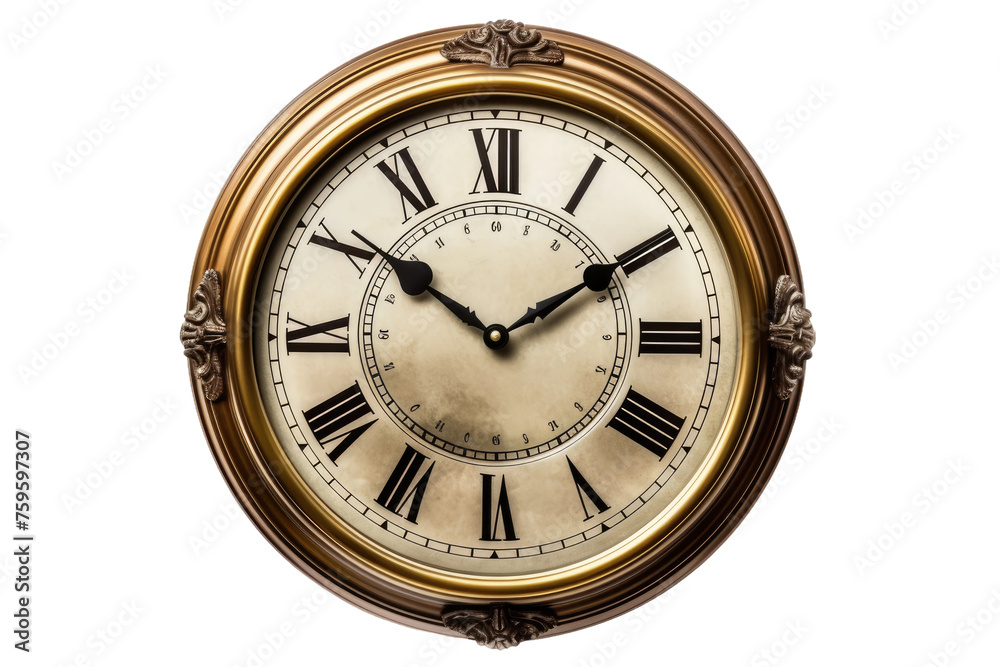 Clock With Roman Numerals on a White Background. on a White or Clear Surface PNG Transparent Background. Clock With Roman Numerals on a White Background. on a White or Clear Surface PNG Transparent Background.