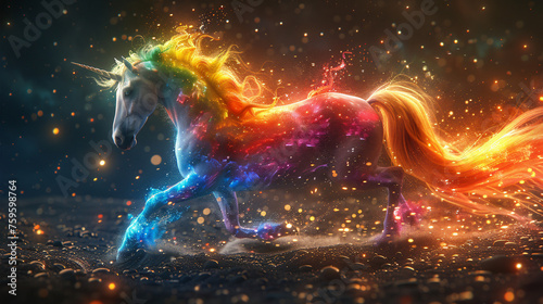 Colorful illustration of a unicorn photo
