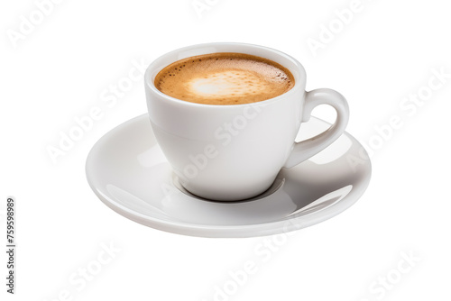 A Cup of Coffee on a Saucer. on a White or Clear Surface PNG Transparent Background.