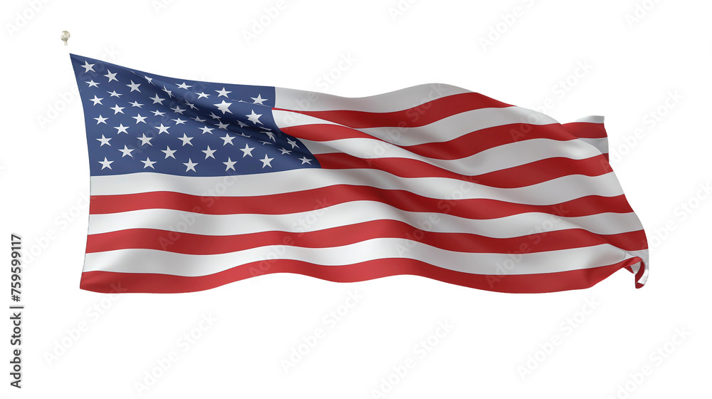Obraz premium United States flag waving dynamically in wind