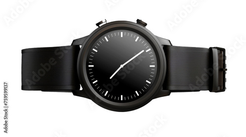 A stylish black face watch with a matching black band