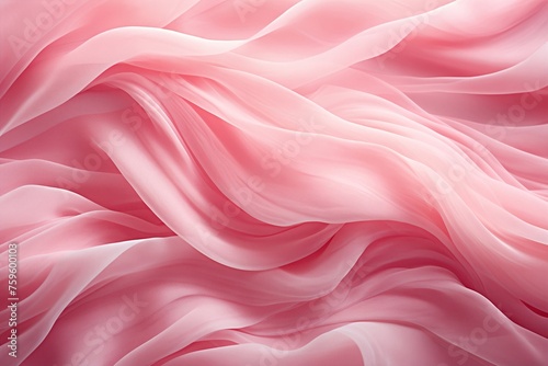 A delicate arrangement of soft pink silk waves, capturing the gentle and fluid motion of luxurious fabric, perfect for fashion and design backgrounds with a touch of elegance. © Mirror Flow