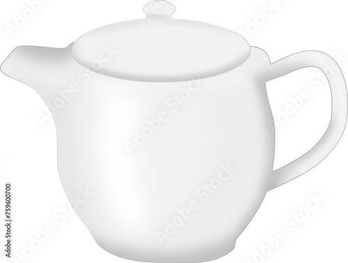 white teapot isolated on white background