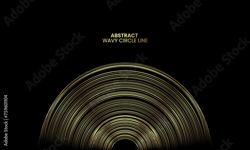 Abstract background of smooth circle lines, halftone wave. black background, vector illustration