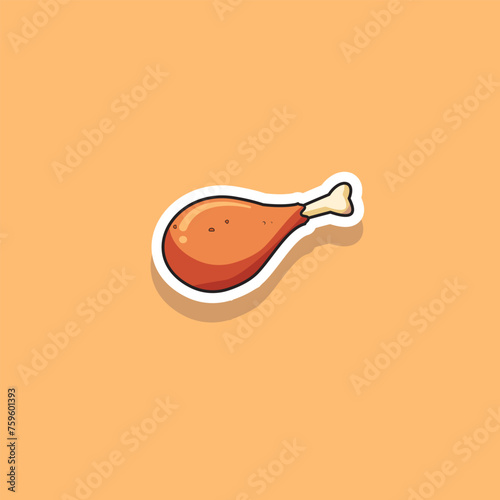 Vector illustration of sticker fried chicken cartoon