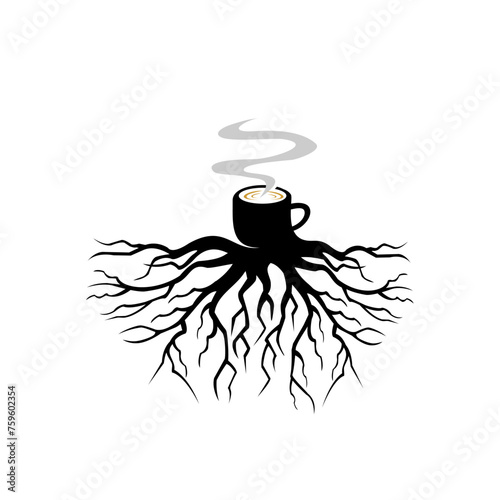 roots coffe logo design concept vector illustration