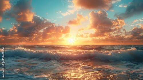 Sunrise over the sea. Panorama © INK ART BACKGROUND