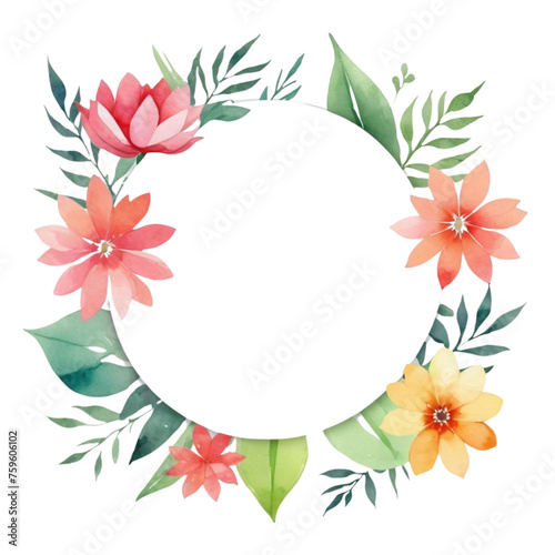 a watercolor frame with flowers on Isolated transparent background png. generated with AI