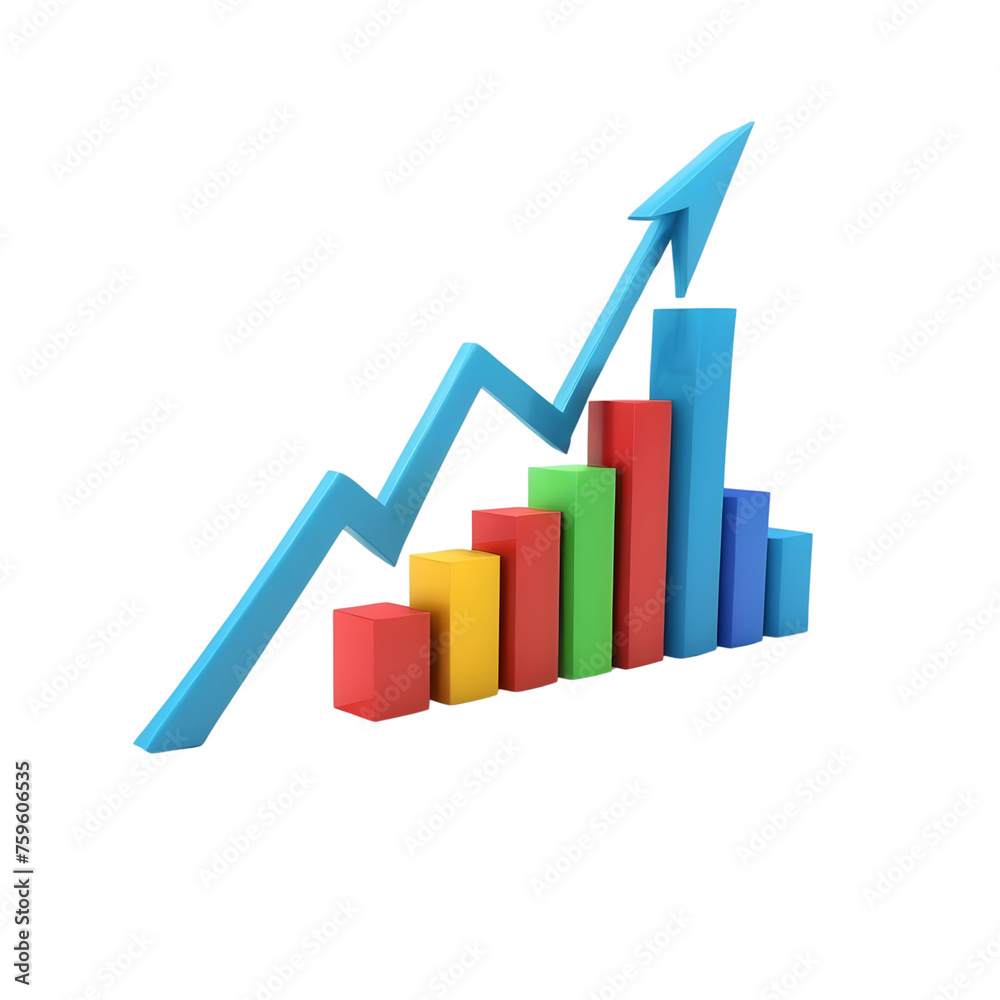 a business graph with arrow on Isolated transparent background png. generated with AI a business graph with arrow on Isolated transparent background png. generated with AI