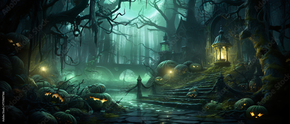 Halloween Design in Magical Forest ..