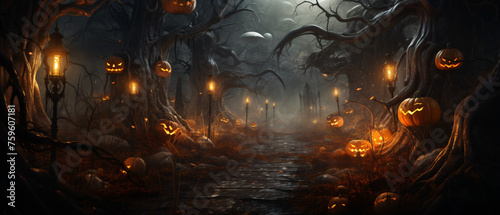 Halloween Design in Magical Forest ..