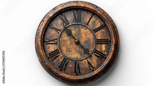 Vintage wall clock adding a touch of nostalgia on transparent background.