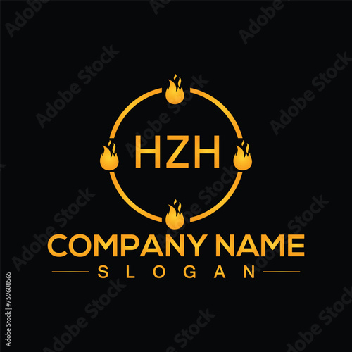 HZH alphabet letter logo design with creative square shape