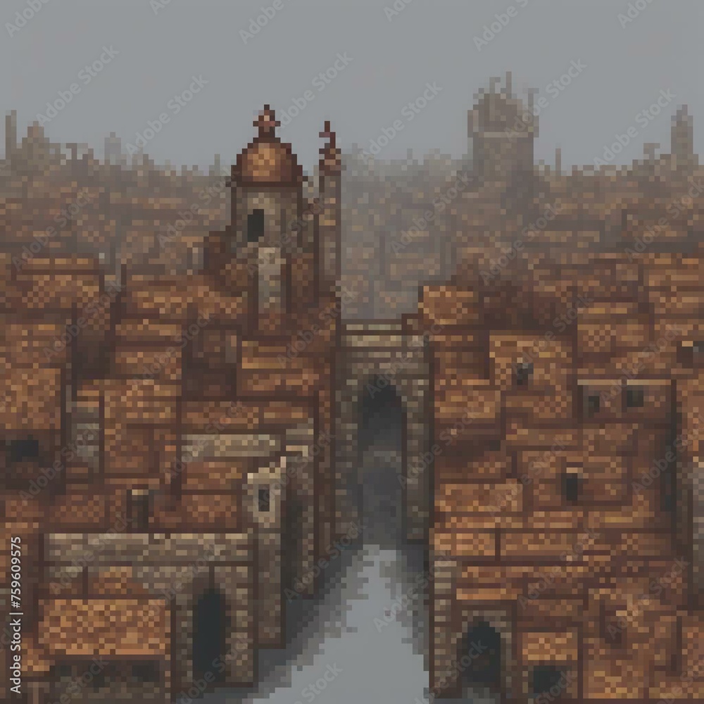 pixel art of A major painting from the renaissance era the scene of the Rennaissance painting during the year 1600 A D with an perspective Burning city reborn daylight dark and daylight details high