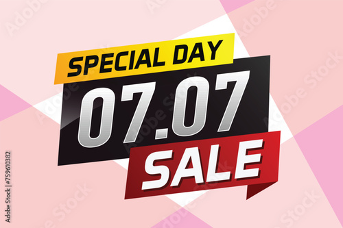 7.7 Special day sale word concept vector illustration with ribbon and 3d style for use landing page, template, ui, web, mobile app, poster, banner, flyer, background, gift card, coupon

