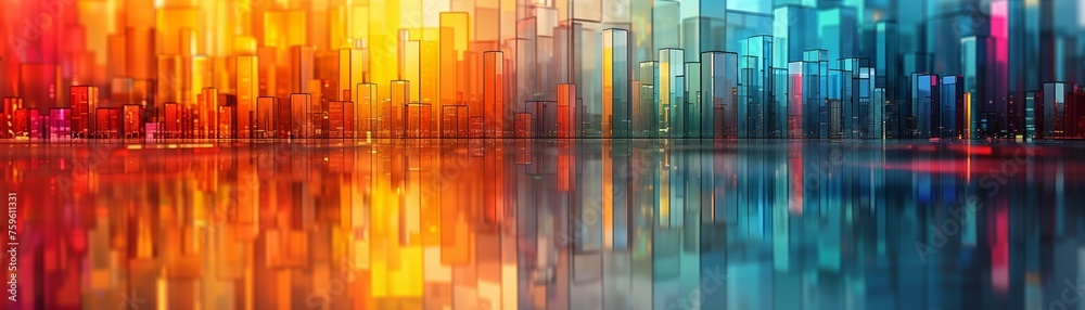 Background with colored bar charts in 3 made of GLASS Background with colored bar charts in 3 made of GLASS