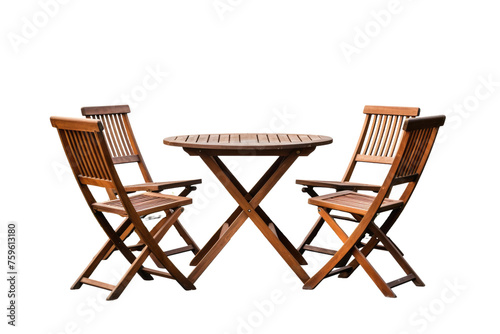 Table and Two Chairs. on a White or Clear Surface PNG Transparent Background.