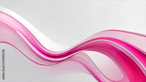 Video, abstract background. Pink curved lines move on a white background. AI generative.