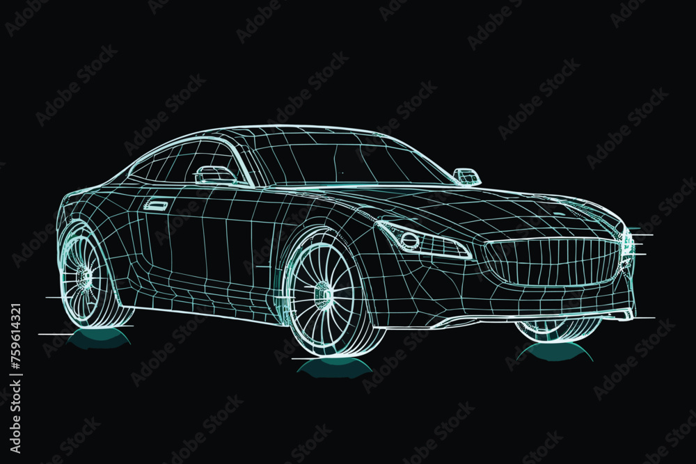 Naklejka premium Modern car minimalistic line illustration Car outline.