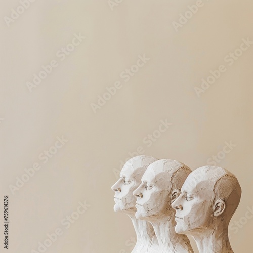 Portraits of xanthochroi figures against a minimalist background with copy space