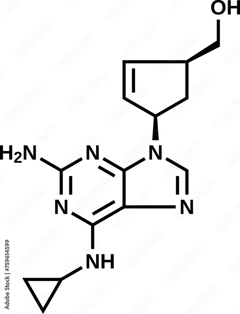 Abacavir structural formula, vector illustration Abacavir structural formula, vector illustration
