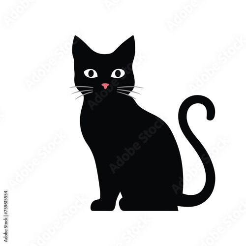 Cute Cat Sitting Silhouette Vector Art Illustration