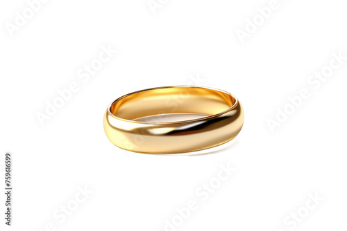 Gold Wedding Ring on White Background. on a White or Clear Surface PNG Transparent Background.
