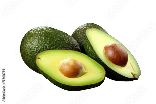 Halved Avocado on White Background. on a White or Clear Surface PNG Transparent Background.