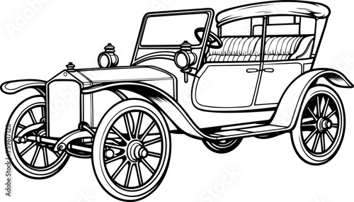 A drawing of vintage classic car
