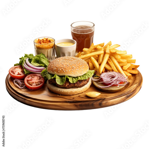 Fast Food Set Menu Isolated Transparent PNG Format
