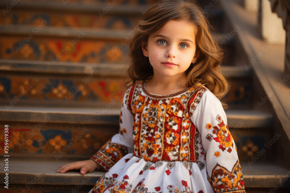 Cute indian little girl child in traditional kurti Cute indian little girl child in traditional kurti