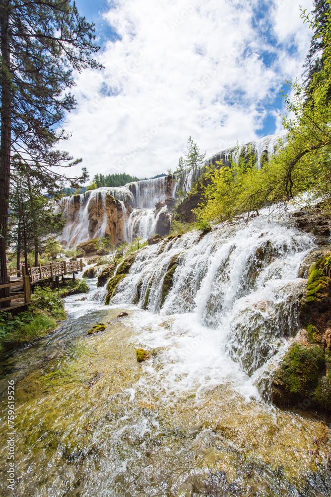 Pearl Beach Waterfall in Jiuzhaigou, Sichuan, China Pearl Beach Waterfall in Jiuzhaigou, Sichuan, China