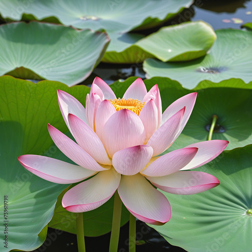 Pink lotus flower isolated on white background