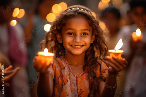 cute little girl celebrating Diwali festival
