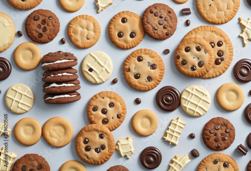 a collection of fresh-baked cookies isolated on a transparent background, colorful