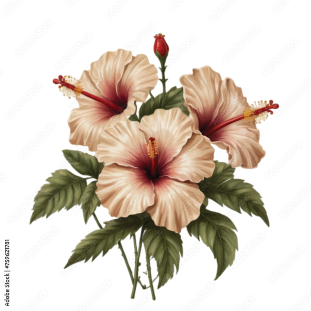 cream color hibiscus flower isolated on white cream color hibiscus flower isolated on white