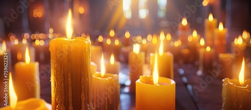 Transforming candles in a place of worship.