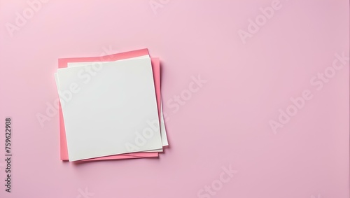 blank white paper on pink background, copy space, space for text and design, female concept  © El Zahra 